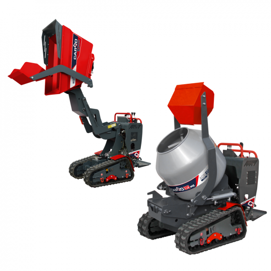 AgriEuro Top-Line CARGO L 10000 HEDH 4.0 Tracked Power Barrow - Honda GXe630 - with Loading Bucket + Cement Mixer