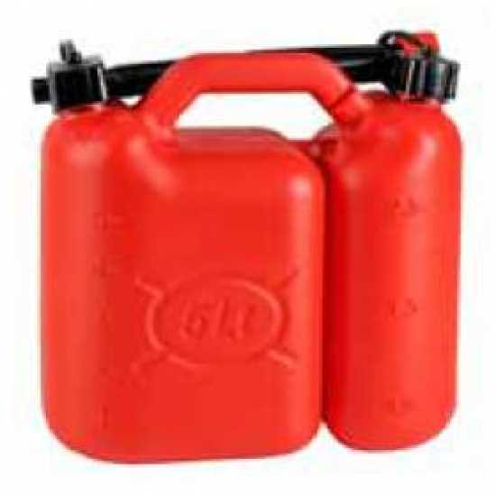 Double fuel-oil can, 5 + 2,5 lt, flexible nozzle