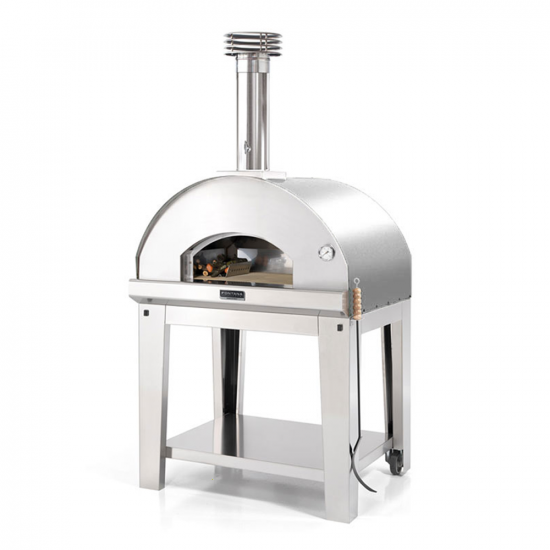 Fontana Mangiafuoco INOX - Outdoor Wood-fired Oven with Cart