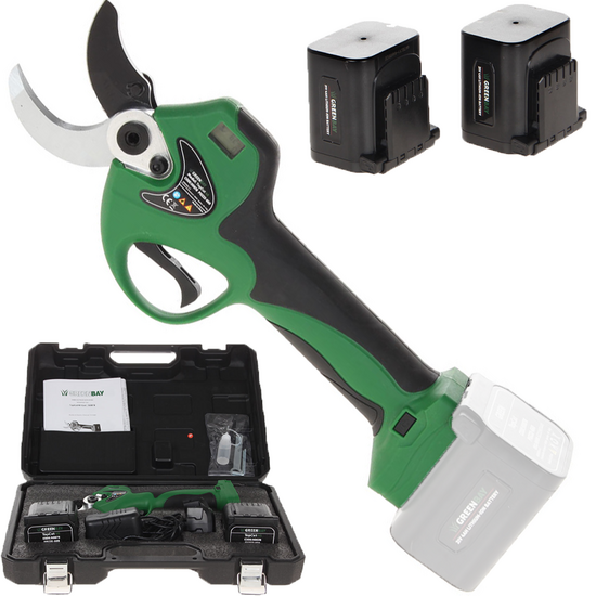 GreenBay TOPCUT 40 Electric Pruning Shears - 2x 21 V 4Ah Batteries - 40mm Cutting diameter