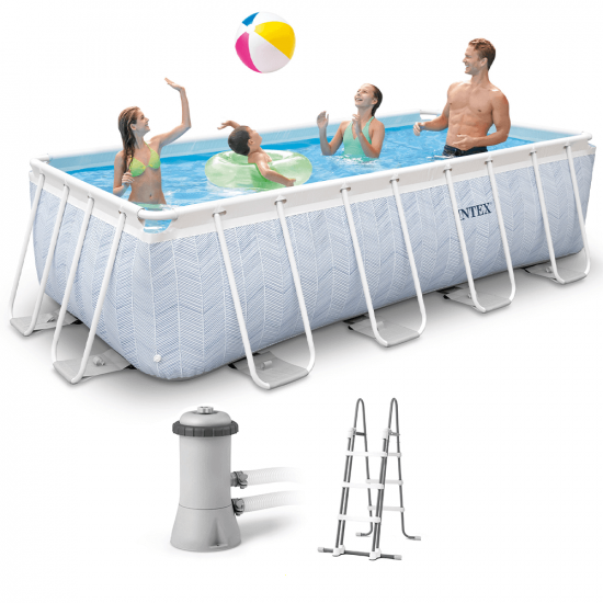 Intex Prisma Frame Chevron 26780NP - Above-Ground Pool + 45 W Filter Pump and Ladder