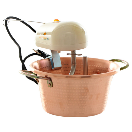 LAR Polentamatic - Hammered Copper Electric Pot for Polenta with Flat Base 3.5 L - max 8W