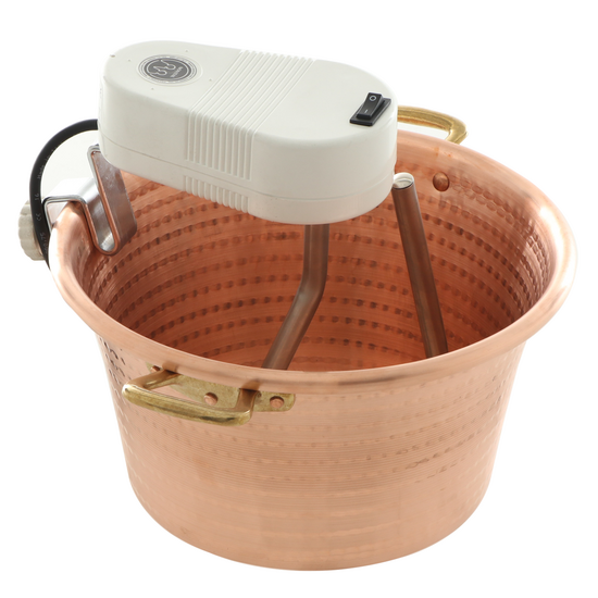 Novital - Hammered Copper Electric Pot for Polenta with Flat Base 7,3L - 4W