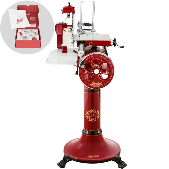 BERKEL B3 - Flywheel Meat Slicer With Pedestal With 300 mm Chrome-Plated Steel Blade - Red