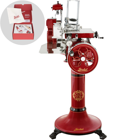 Berkel Tribute Red - Flywheel Meat Slicer With Stand - 300 mm Hard-Chrome Steel Blade