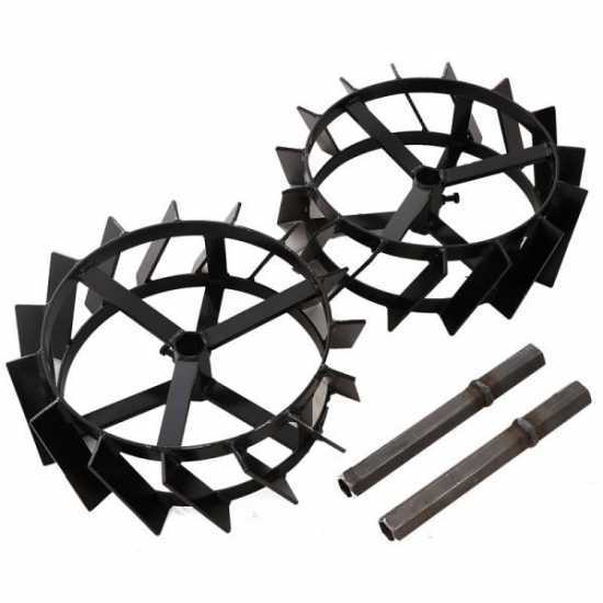 Pair of Heavy-duty Iron Wheels + Pair of Hubs, 27 mm Inner Hexagon