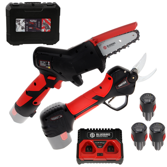Blue Bird CS 22-04 & PS 23-25 Faster - Battery Pruner Kit + Electric Pruning Shears - 12.6 V 2.5 Ah - 23mm Cutting diameter