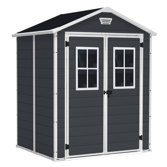 Keter Manor black - Garden shed - With front windows - 185x152x226 cm