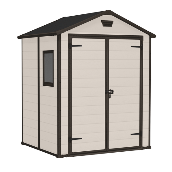 Keter Manor Beige - Garden Shed - With Side Window - 185x152x226 cm