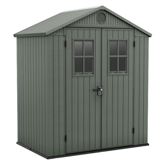Keter Darwin Green - Garden Shed - with Front Windows - 190x122x221 cm
