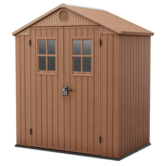 Keter Darwin Brown - Garden Shed - with Front Windows - 190x122x221 cm