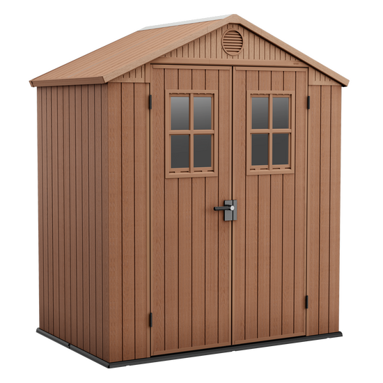 Keter Darwin Brown - Garden Shed - with Front Windows - 190x122x221 cm