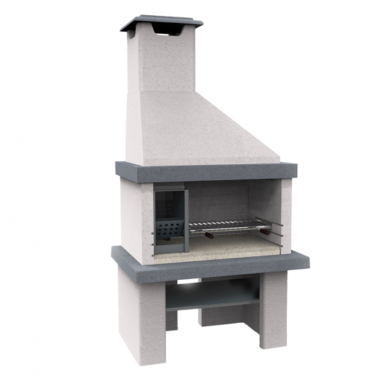 Edilmark Happy - Wood and Charcoal Masonry Barbecue - Hood and Left-side Fire Basket