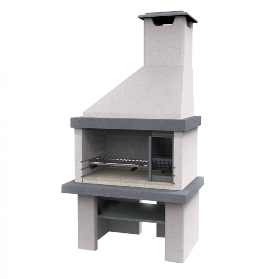 Edilmark Happy - Wood and Charcoal Masonry Barbecue - Hood and Right-side Fire Basket