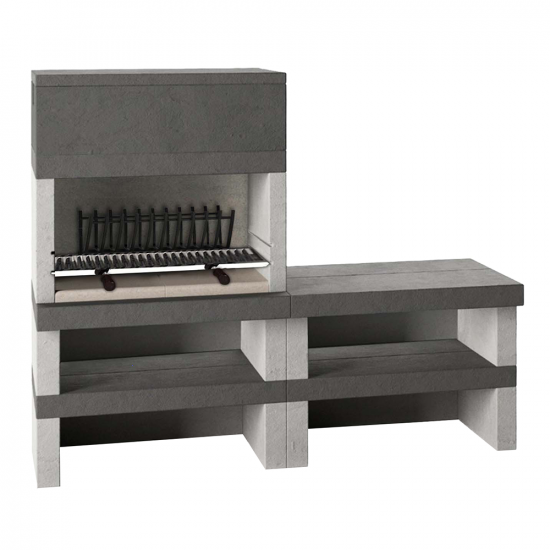 Edilmark KUBO.1 - Masonry barbecue with wood and coal - Rear fire and Reversible Bench