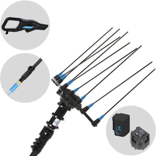 Campagnola Hercules 6 ECO Plug-in - Carbon Pole - 205 - 275 cm - Electric Battery-powered Olive Harvester - 21.6V 5Ah