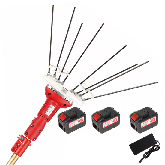 Sbaraglia Super23 Cordless - Electric Battery-powered Olive Harvester - 150/250 cm Aluminium Pole - 3x (21V-5.2Ah)