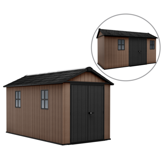 Keter Newton plus 7513/1375 - Garden shed - With double door and windows - 230x413x246 cm