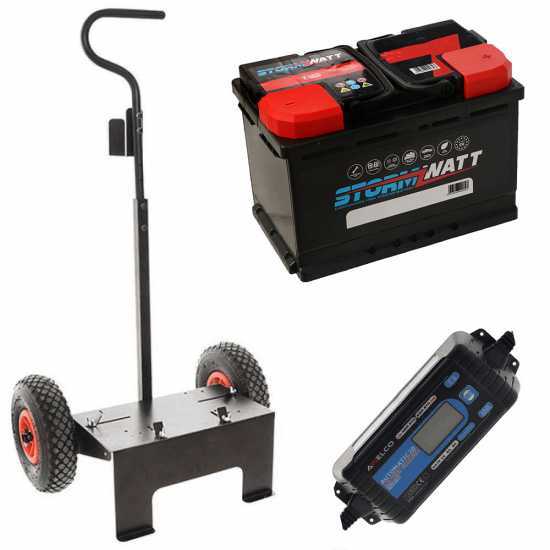 Full kit: Volpi trolley + 100 Ah battery + Awelco Automatic 20 battery charger