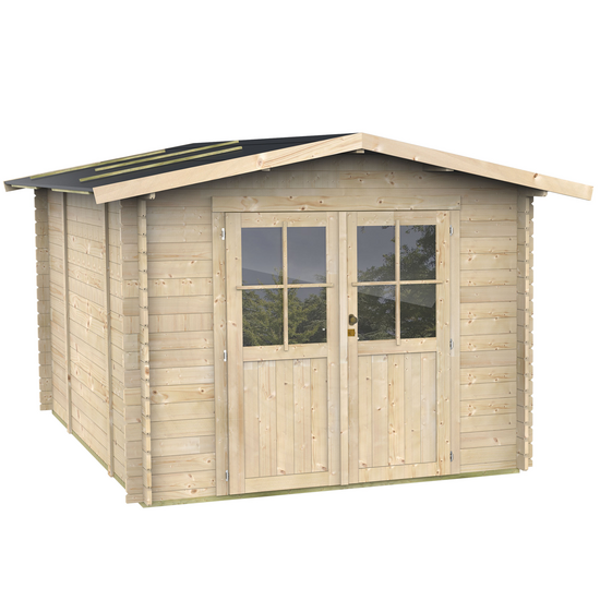 Alce Opera 254x276 - Wooden garden shed - With windows and double-leaf door - 254x276x218 cm