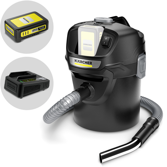 Karcher AD 2 Battery - Ash vacuum cleaner with bin - 14-litre metal collection compartment - 18V/2.5Ah