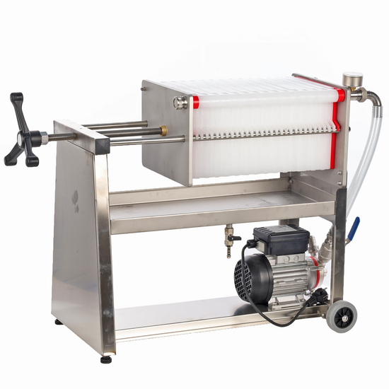 Enotecnica Pillan F30 - Cartridge filter for wine on wheels - Stainless steel frame and NovaX pump