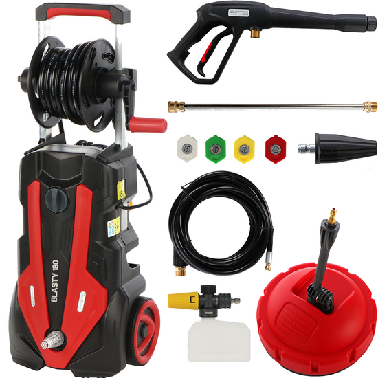 GeoTech Blasty 180 - Pressure washer with professional lance + Patio kit and pipe cleaner - 180 bar - 450 l/h