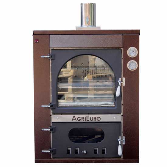 AgriEuro Magnus 100 Deluxe INC Stainless Steel Wood-fired Oven - Coppered enamel