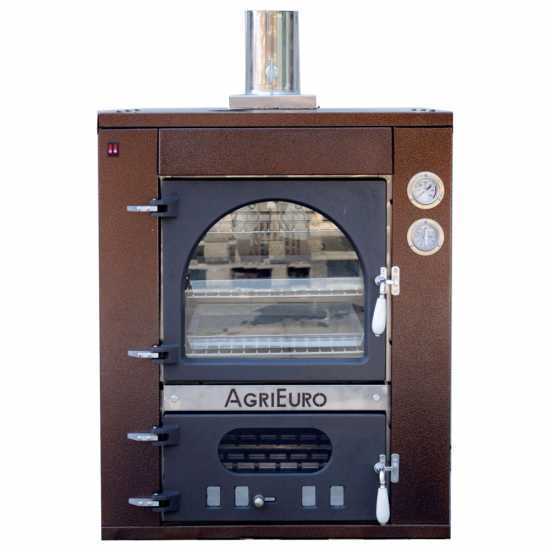 AgriEuro Top-Line Medius 60 Deluxe INC Inox - Built-in Wood-fired Steel Oven - Copper Enamel