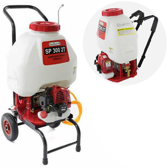 GeoTech SP 300 2T - Petrol Sprayer Pump - Shoulder Strap +Trolley - 2-stroke Mixture