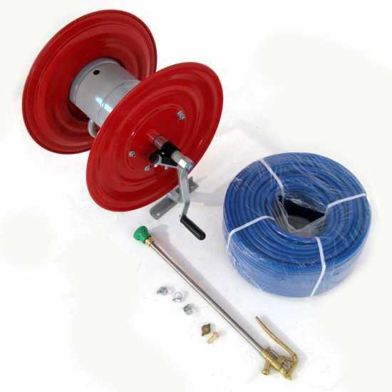 100 mt spraying hose reel &ndash; 25 bar &ndash; with brass lever lance