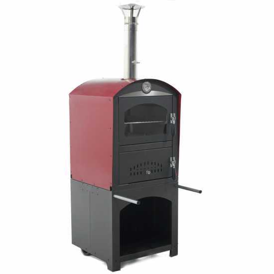 AgriEuro Premium Line Minimus 50 Mini EXT - Outdoor Wood-fired Steel Oven - Red Roof
