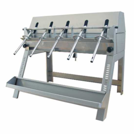 5B INOX five-spout hand filling machine, stainless steel holding tank, frame and filling nozzles