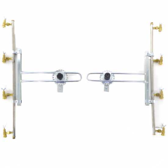Pair of stainless steel spray booms with 4+4 brass conical nozzles with STAINLESS STEEL supports