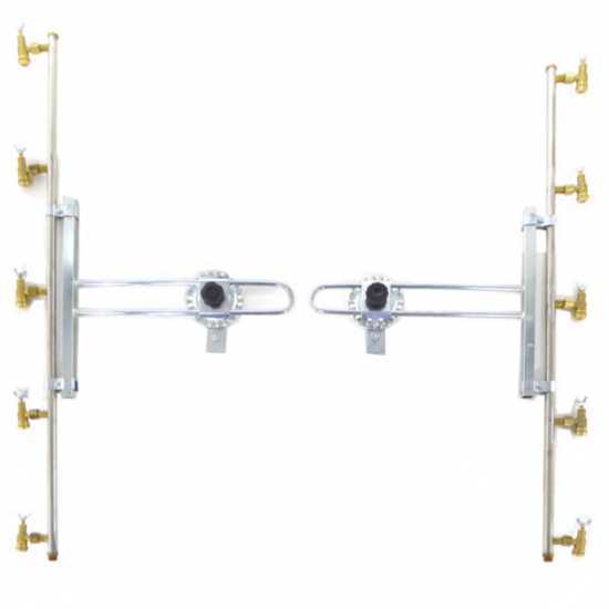 Pair of stainless steel spray booms with 5+5 brass conical nozzles with STAINLESS STEEL supports