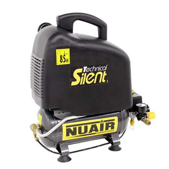 Nuair OM200/6 Sil Tech - Compact Portable Electric Air Compressor - 1 Hp oilless Motor - 6 L