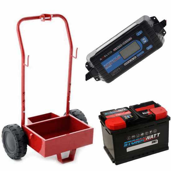 Full kit: metal trolley + 70 Ah battery + Awelco Automatic 20 battery charger