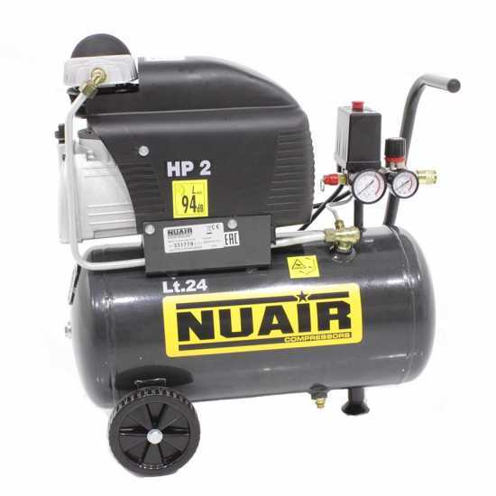 Nuair FC2/24 - Wheeled Electric Air Compressor - 2 Hp Motor - 24 L - Compressed Air