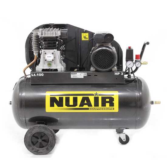 Nuair B2800B/100 CM3 - Belt-driven Electric Air Compressor - 3 Hp Motor - 100 L