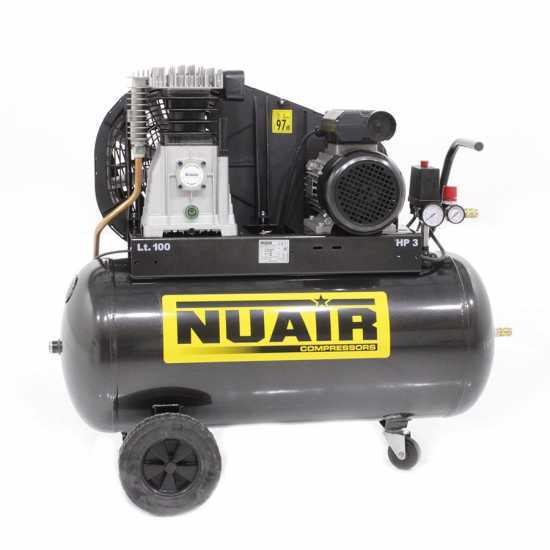 Nuair B3800B/100 CM3 - Single-phase electric belt-driven air compressor - 3 HP motor - 100 lt.