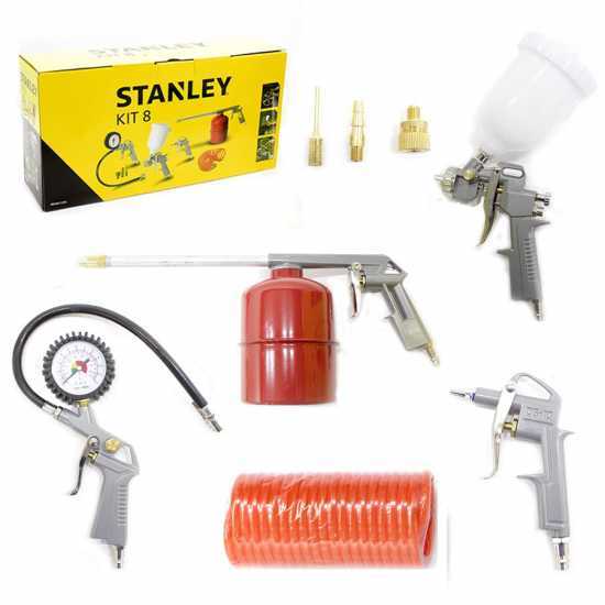 Pneumatic tool kit for air compressors - 8 accessories - Stanley