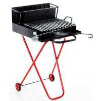Wood-fired Barbecue with 45x34 Stainless Steel Grid and V Grooves for Grease Recovery - Foldable and Portable