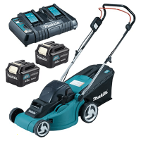 Makita DLM380PM2 Battery-powered Electric Lawn Mower  - 2 X 4Ah Batteries - 2 in 1 - 43 cm Cutting Width