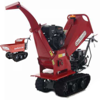 GeoTech Pro BMS155 LE - Tracked Self-propelled Wood Chipper on Power Barrow GeoPorter 330D - 4 Rollers - 15 HP Loncin Engine - Dumper Body