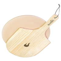Round Wooden Peel and Pizza Stone Set