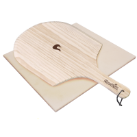 Rectangular Wooden Peel and Pizza Stone Set