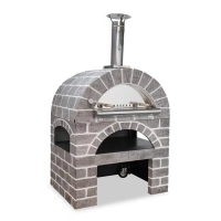 AgriEuro Top-Line Pulcinella Stone Grigio - Outdoor Wood-fired Pizza Oven 80X60 - 4 Pizzas