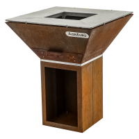 COLORADO Wood-fired Barbecue - 4 Stainless Steel Plates - Frame in Weathering Steel