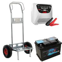 Full kit: Volpi trolley + 100 Ah battery + Telwin TOURING 18 battery charger