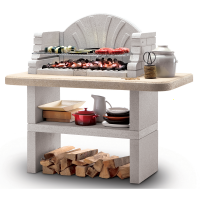 Palazzetti St. Tropez Charcoal Barbecue in Concrete  - 76x40 cm Cooking Grid